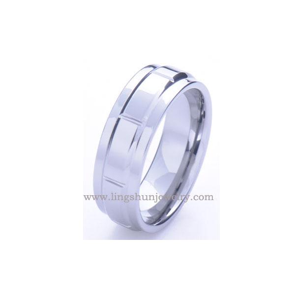 This is one of the best sellers, classic tungsten wedding band
with beveled edges, the whole ring is with mirror high polish.
Comfort fit.