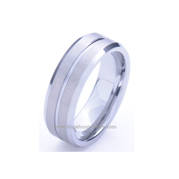 Tungsten carbide ring with concave center, mirror high polish for whole ring.Comfort fit.