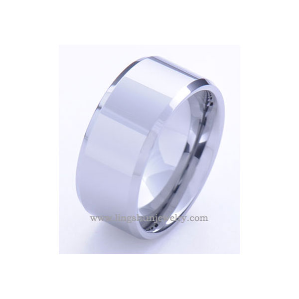 Tungsten carbide ring with raised center, and beveled step edges. Mirror high polish.Comfort fit.