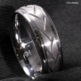 8/6mm Dome Silver infinity Brushed Center Tungsten Ring Bridal Band ATOP Jewelry