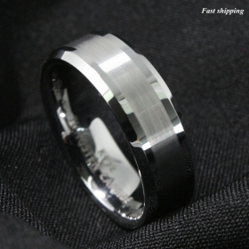 8Mm Brushed Center silver Tungsten Carbide ring Wedding Band ATOP Mens Jewelry